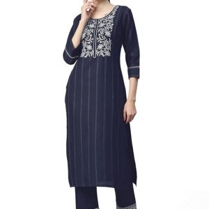 cotton-chikankari-kurta-pant-set-for-women-frontview