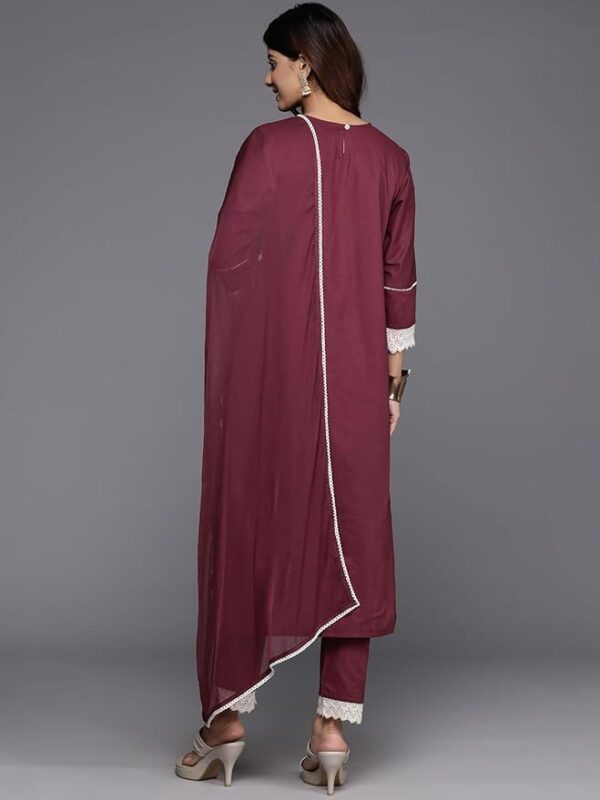 Cotton Floral Regular Kurta Set - Varanga back view