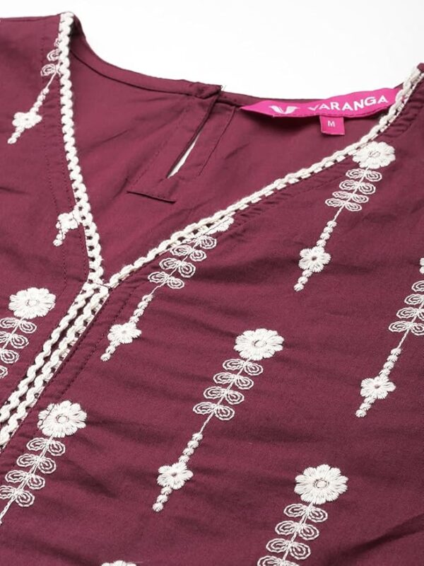 Cotton Floral Regular Kurta Set - Varanga close view