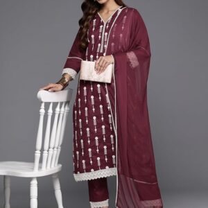 Cotton Floral Regular Kurta Set - Varanga front view
