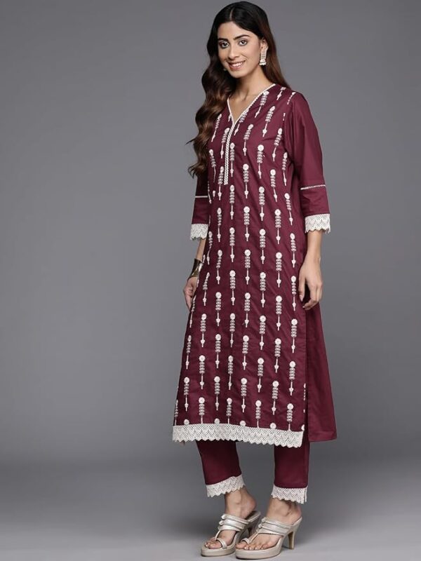Cotton Floral Regular Kurta Set - Varanga front view02