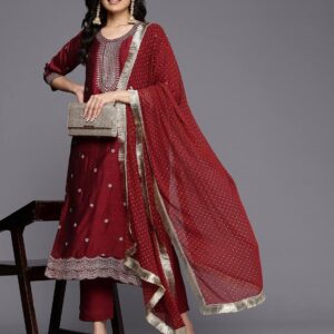Embroidered Kurta and Pant with Dupatta (Set of 3) - Varanga full view