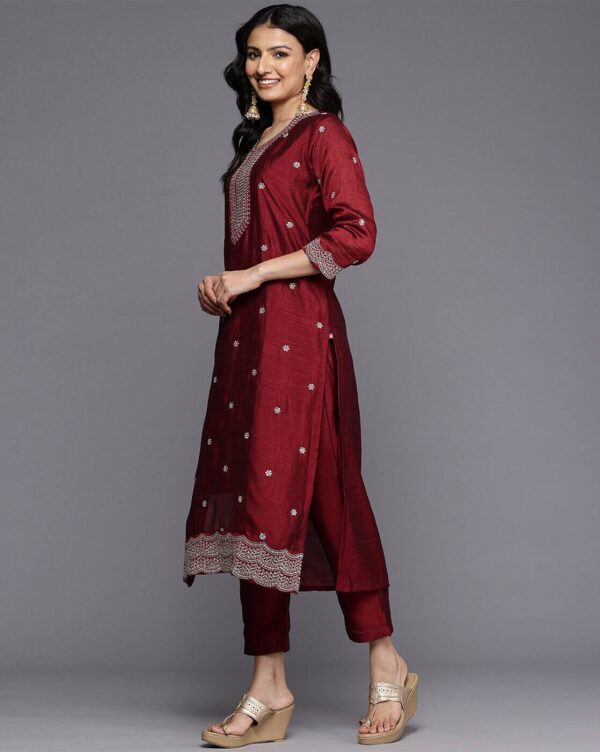Embroidered Kurta and Pant with Dupatta (Set of 3) - Varanga side view