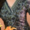 Close view of floral print kurti v-neck cotton kurti