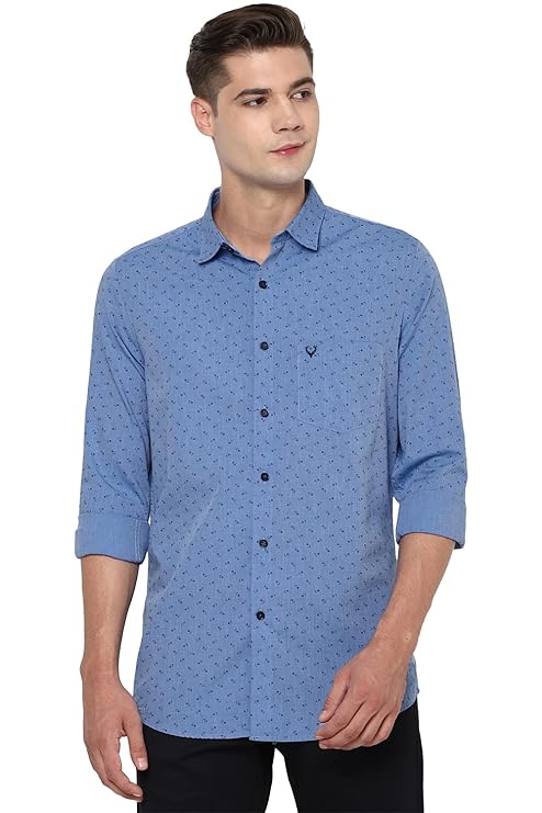 Allen Solly Men Blue 100% Cotton Regular Fit Shirt