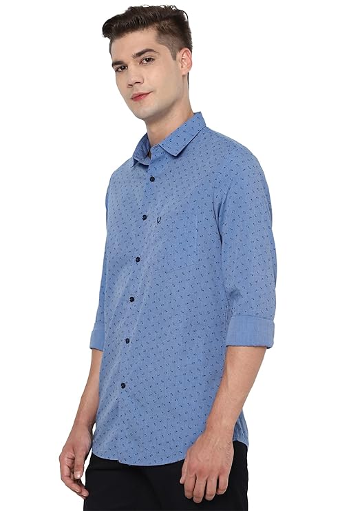 Allen Solly Men Blue 100% Cotton Regular Fit Shirt