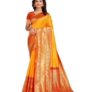 Anjaneya Sarees Woven Banarasi Silk Blend Yellow