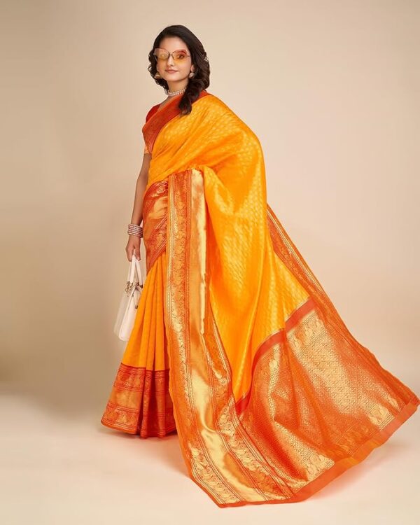 Anjaneya Sarees Woven Banarasi Silk Blend Yellow