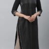 Aurelia Black Zari Woven Festive Kurti under 800