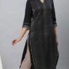 Aurelia Black Zari Woven Festive Kurti under 800