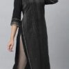 Aurelia Black Zari Woven Festive Kurti under 800