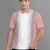 BULLMER Pink Colorblock Regular Fit Polo T-Shirt