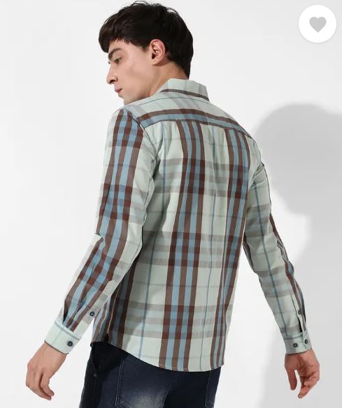 Campus Sutra Mens Tartan Plaid Dark Green Shirt