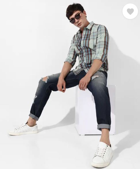 Campus Sutra Mens Tartan Plaid Dark Green Shirt