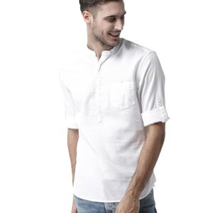 Celio Men White Solid Regular Fit Cotton Contemporary Shirt