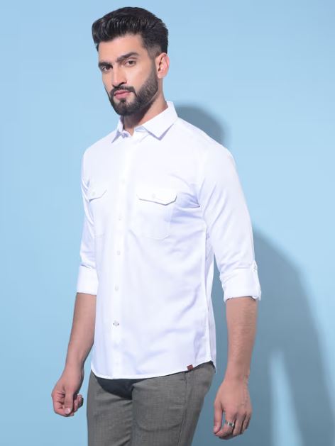 CRIMSOUNE CLUB Men Slim Fit Shirt with Spread Collar