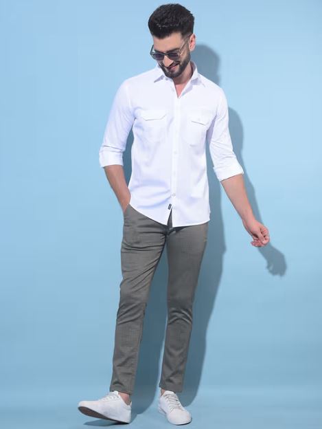 CRIMSOUNE CLUB Men Slim Fit Shirt with Spread Collar