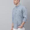 Dennis Lingo Men Blue Slim Fit Opaque Cotton Casual Shirt