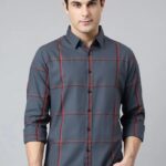 Dennis Lingo Slim Fit Checkered Spread Collar Casual Shirt