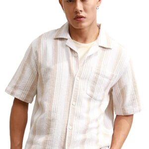 HUBBERHOLME Men Striped Regular Fit Shirt with Patch Pocket