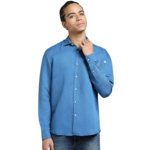 JACK & JONES Men Viscose Blend Regular Fit Spread Collar Casual Shirt