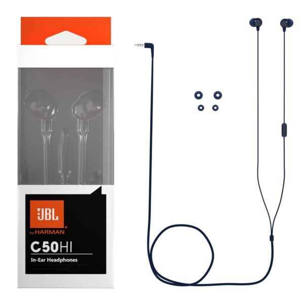 JBL Navy Blue C50HI In-Ear Wired Headphones With Mic