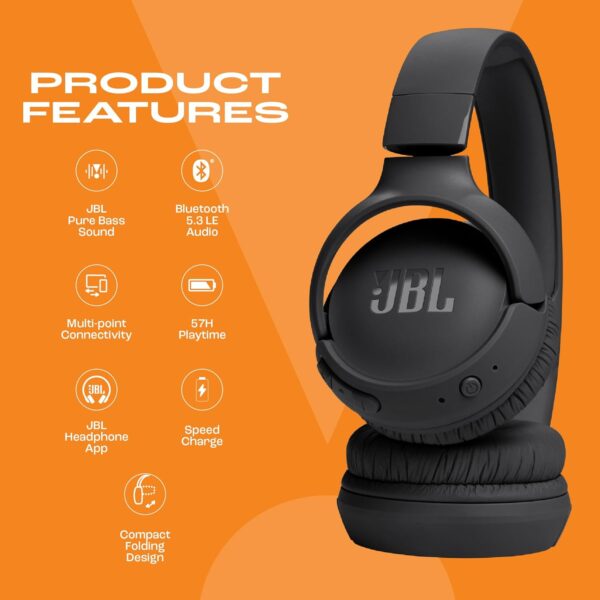 JBL Tune 520BT Wireless Headphones with Mic Upto 57H Battery