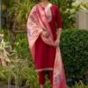 MOJILAA Embroidered Straight Kurta Set with Trousers and Dupatta
