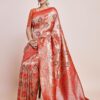 Monjolika Fashion Gold and Silver Zari Woven Work Silk Saree