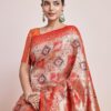 Monjolika Fashion Gold and Silver Zari Woven Work Silk Saree