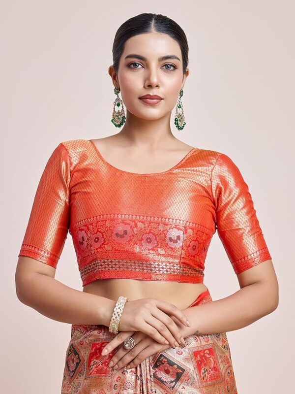Monjolika Fashion Gold and Silver Zari Woven Work Silk Saree