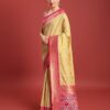 Monjolika Fashion Patola Pallu Banarasi Silk Saree with Unstitched Blouse Piece