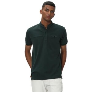 Mufti Mandarin Collar Slim Fit Pure Cotton T-shirt Green