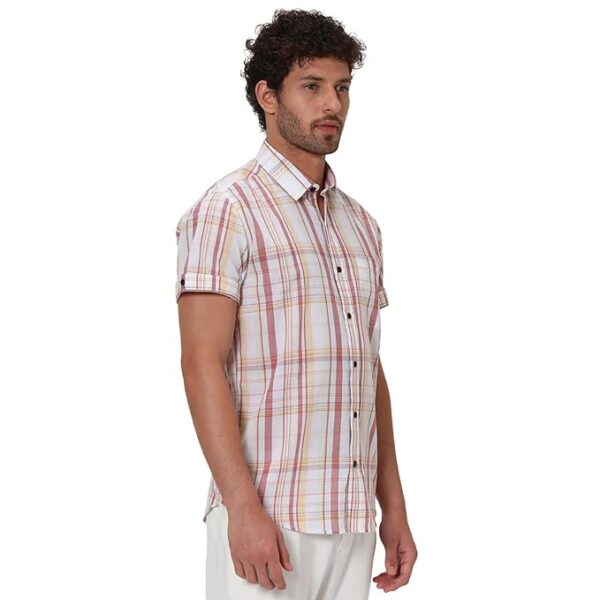 Mufti Slim Fit Tatan Checks Pure Cotton Casual Shirt