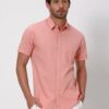 Mufti Twill Slim Fit Cotton Casual Pink Shirt