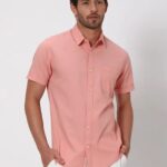 Mufti Twill Slim Fit Cotton Casual Pink Shirt