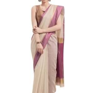 Rajnandini Women’s Cotton Silk Woven Check Print Saree