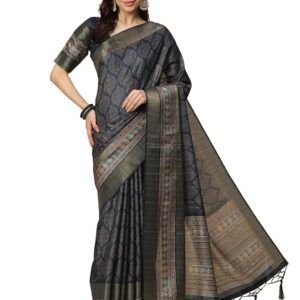 RATAN Women's Printed Art Silk Saree with Unstitched Blouse Piece