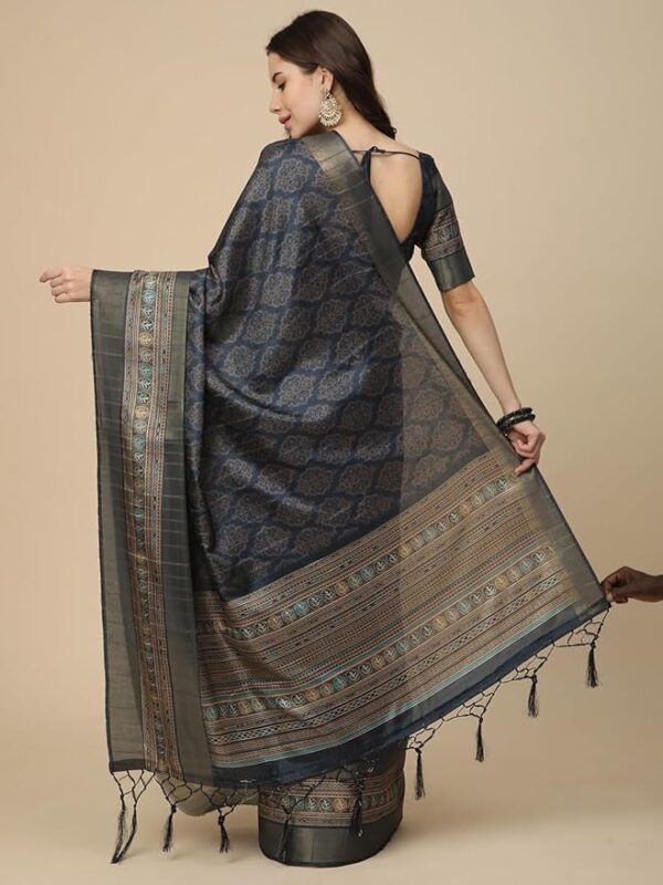 RATAN Women's Printed Art Silk Saree with Unstitched Blouse Piece
