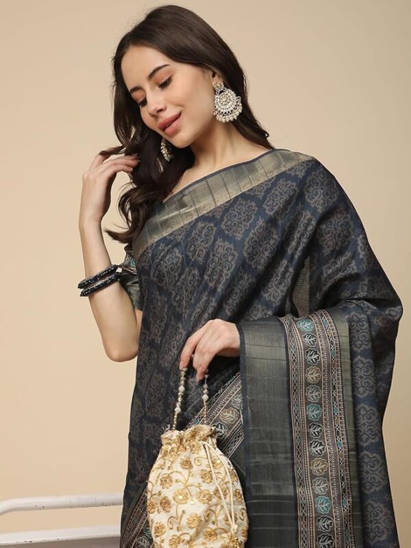 RATAN Women's Printed Art Silk Saree with Unstitched Blouse Piece