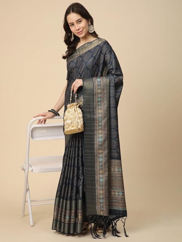 RATAN Women's Printed Art Silk Saree with Unstitched Blouse Piece