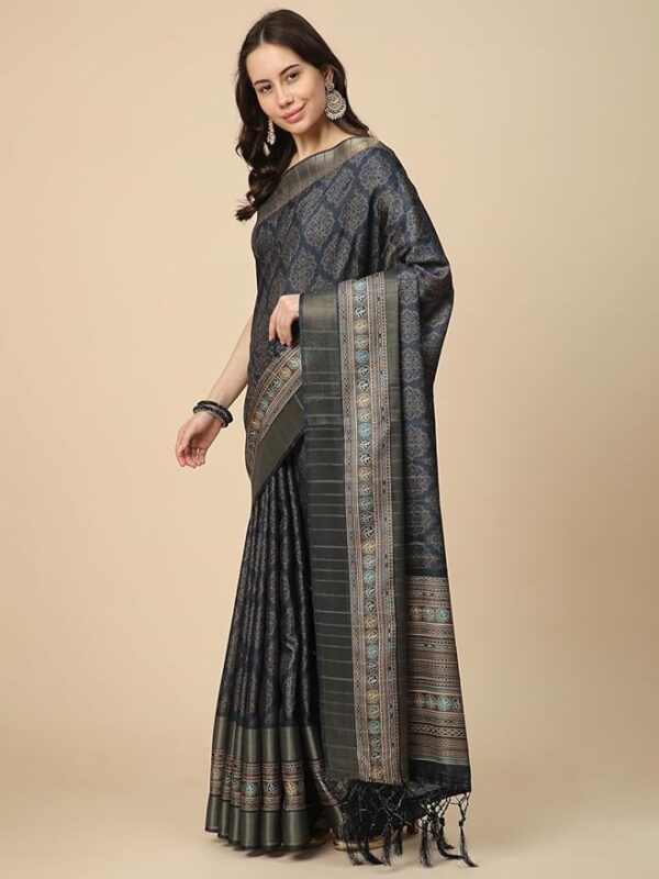 RATAN Women's Printed Art Silk Saree with Unstitched Blouse Piece