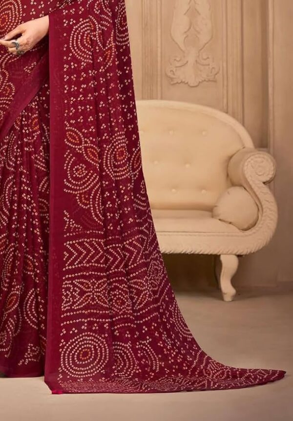 Reboot Fashions Bandhani Pure Chiffon Bandhani Saree Red
