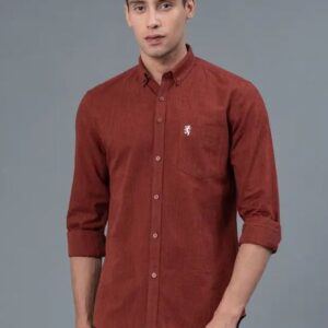 Red Tape Maroon Cotton Linen Men Shirt 2XL
