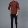Red Tape Maroon Cotton Linen Men Shirt 2XL