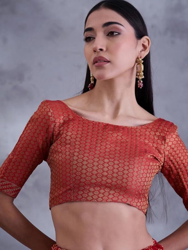 Saree mall Bandhani Printed Embellished Saree With Blouse Piece Red