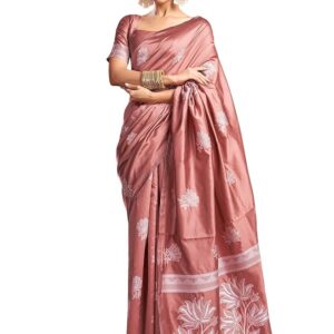 Satrani Dyed Woven Banarasi Silk Blend Saree Pink White