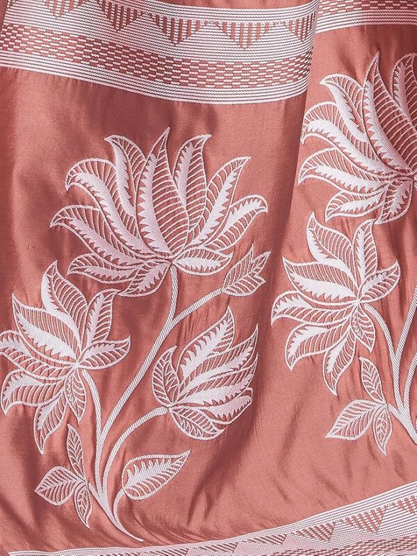 Satrani Dyed Woven Banarasi Silk Blend Saree Pink White