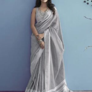 SATRANI Herringbone Saree with Contrast Border