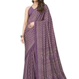 Satrani Paisley Floral Daily Wear Silk Blend Purple Beige Saree